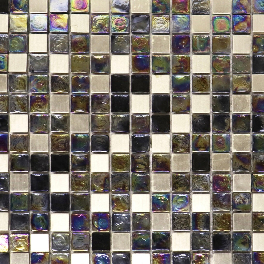 Iridescent with Stainless Steel Mosaic