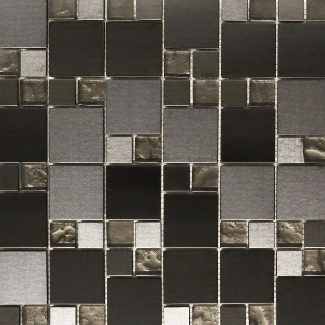 Black Stainless & Brown Glass Mosaic