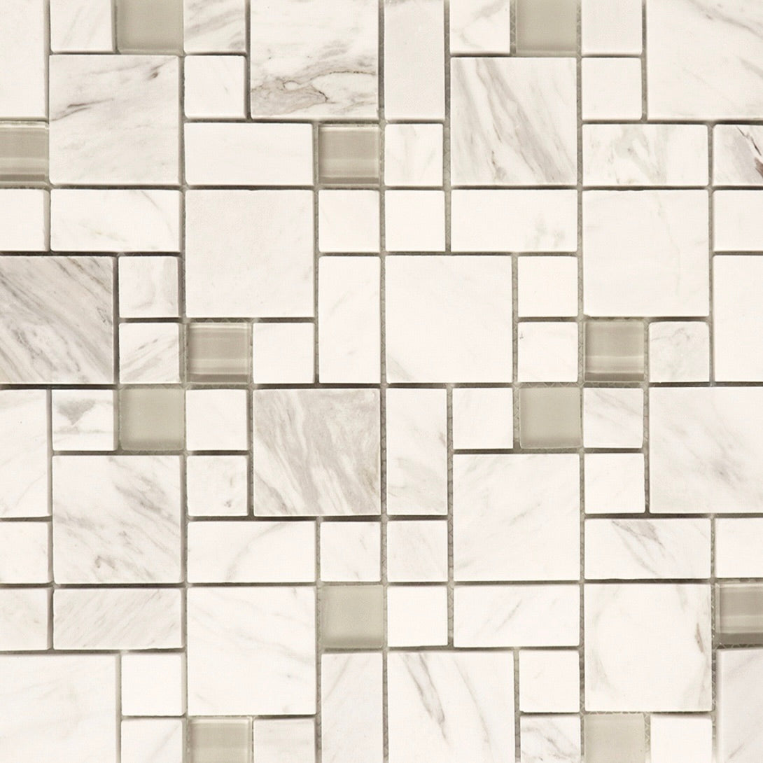 Carrara with Glass Inserts Mosaic