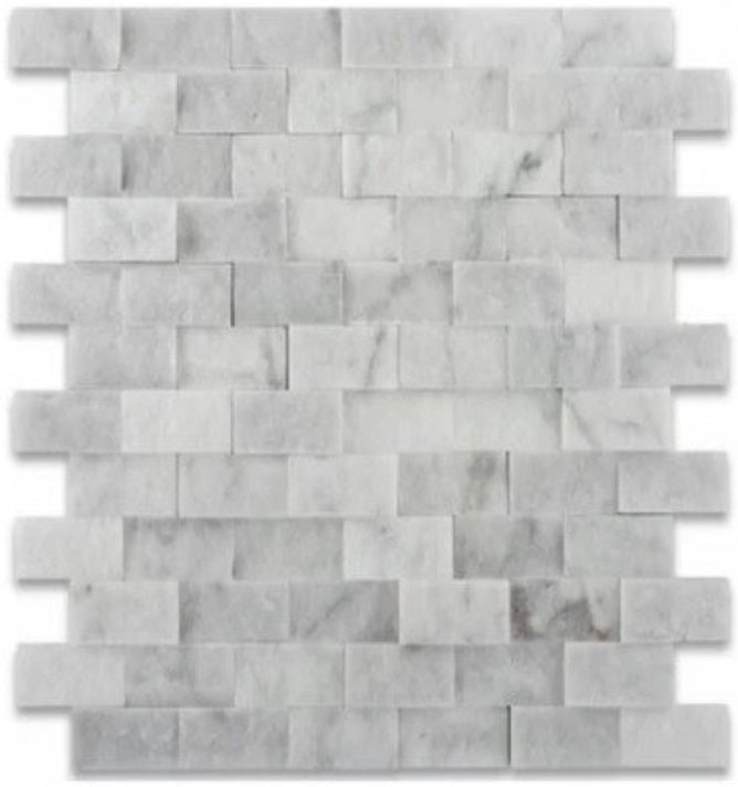 Carrara Marble Split Face 1×2