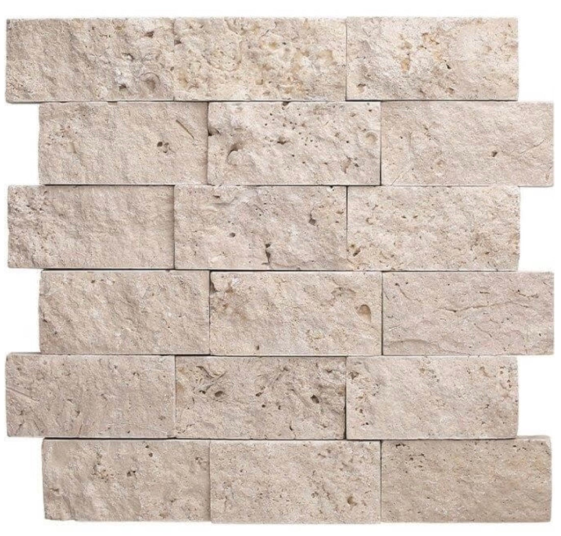 Ivory Travertine Split Face 1×2