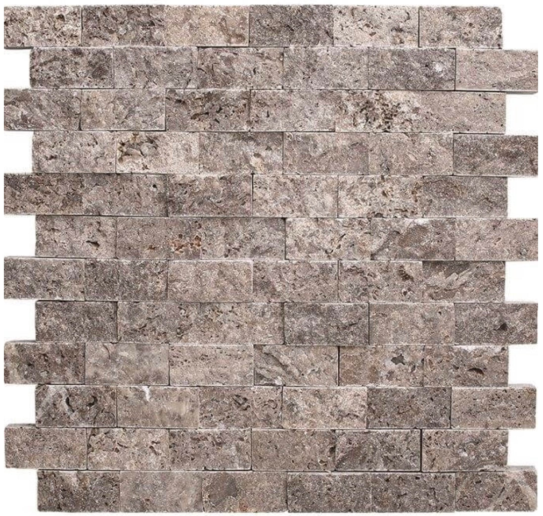 Silver Travertine Split Face 1×2