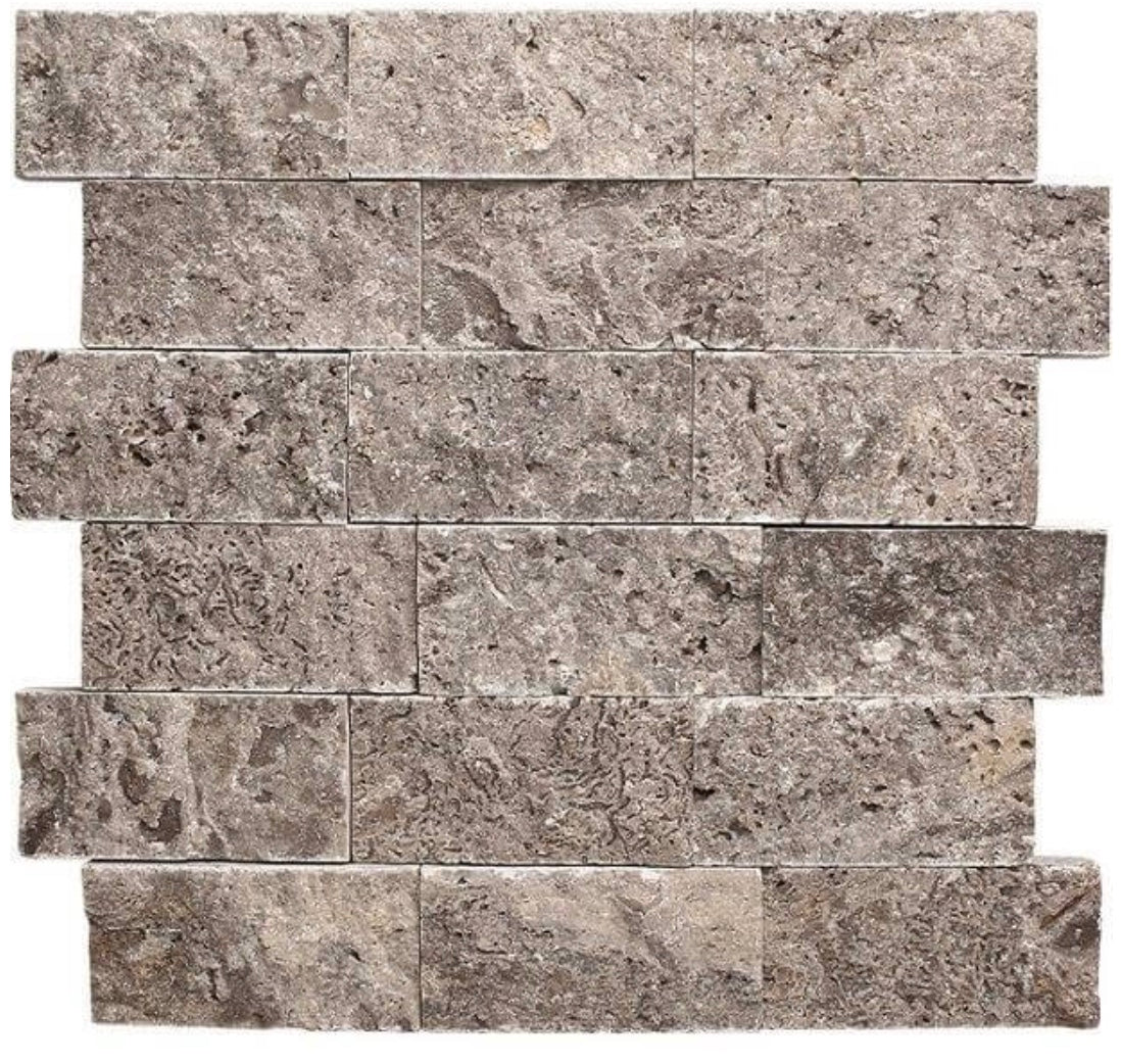 Silver Travertine Split Face 2×4