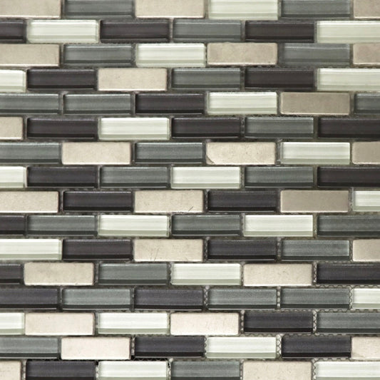 Stainless with Green Glass Mosaic