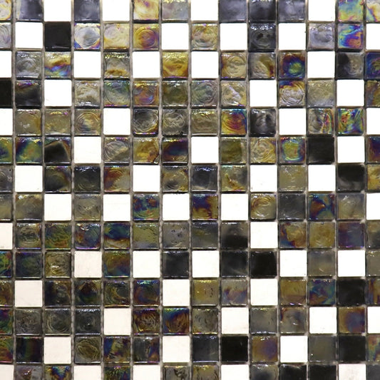 White Glass & Marble with Green Mosaic