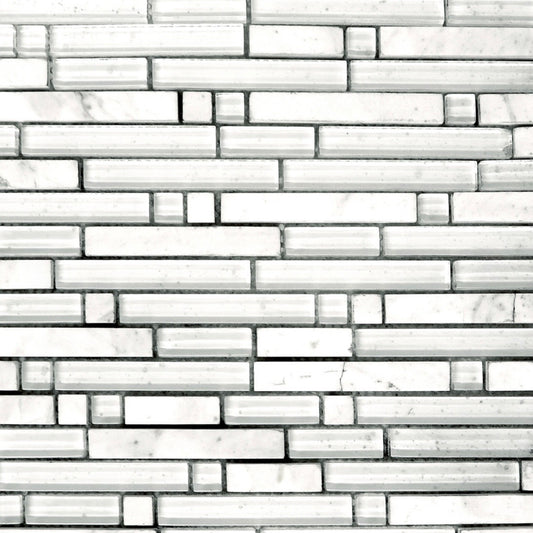 White Glass with Carrara Marble Mosaic