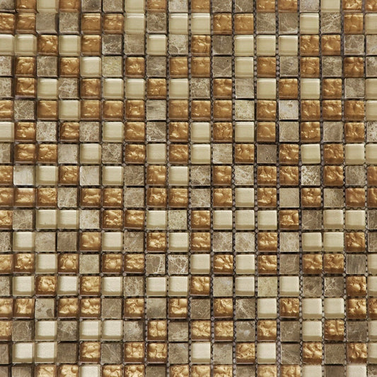 Light Emperador and Rust Glass Mosaic