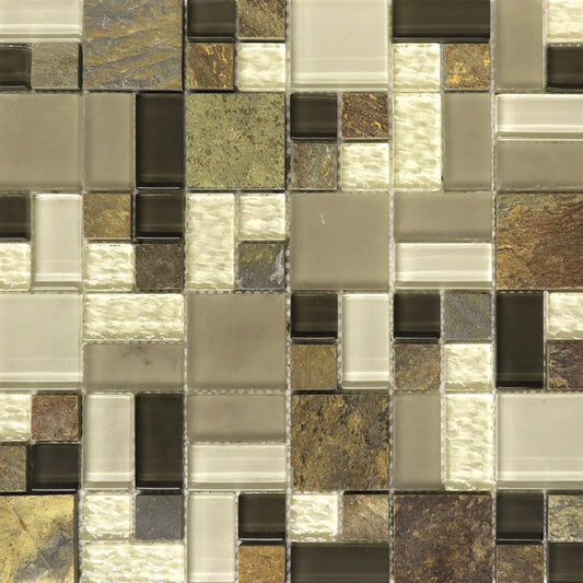 Matte Carrara with Glass Inserts Mosaic