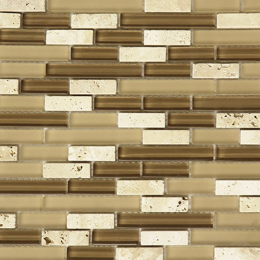 Tumbled Marble & Brown Glass Mosaic